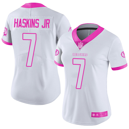 Washington Redskins Limited White Pink Women Dwayne Haskins Jersey NFL Football #7 Rush Fashion